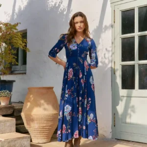 Vestido azul Botánica