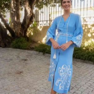 Vestido bordado  "Destino" azul