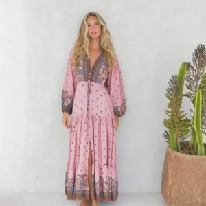 Vestido Seraphina rosa con estampado