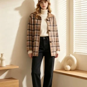 CHAQUETA LARGA DE CUADROS